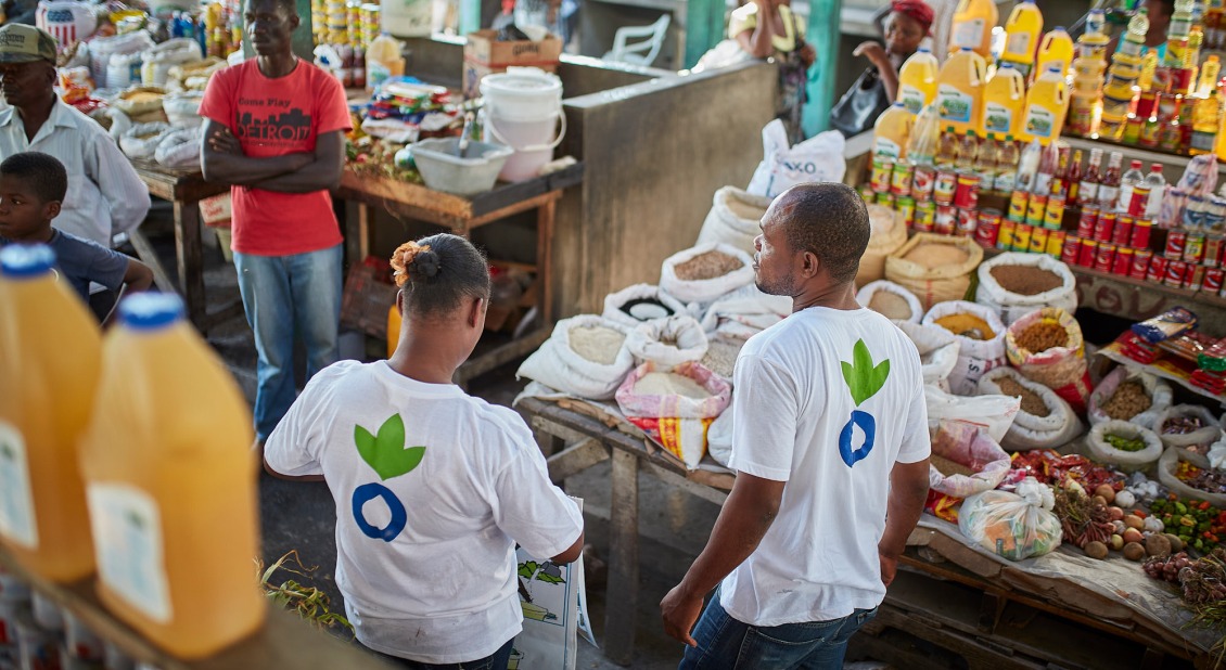 An hygiene awareness session held at a local market.