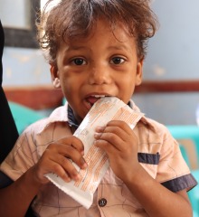 Watheek and his family were displaced by the violence in Yemen. He is recovering from malnutrition with support from Action Against Hunger.